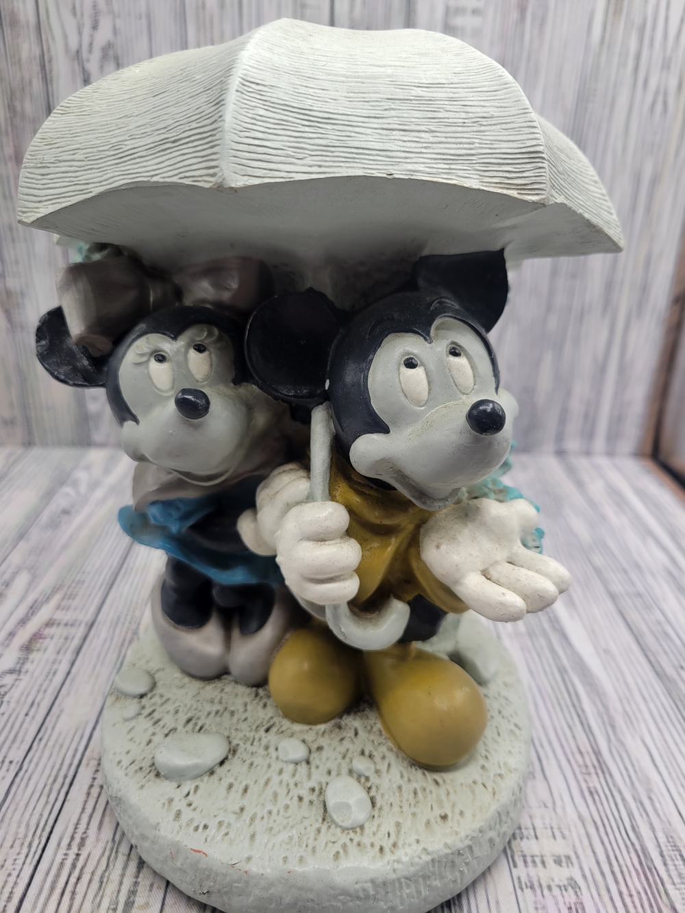 Vintage Disney "Rainy Day Mickey And Minnie" Yard Decor Statue